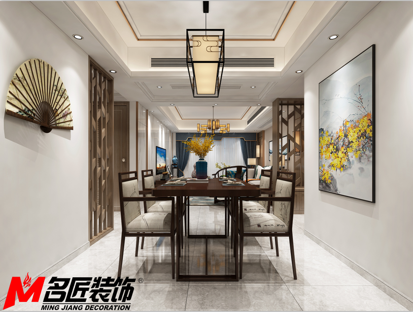 德陽市108棟小區(qū)新中式風(fēng)格三居室裝修案例